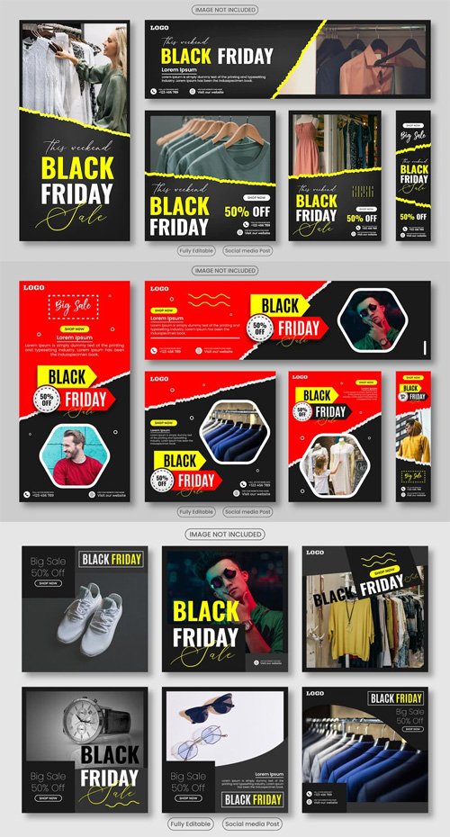 Black Friday - Web Banners & Insta Posts Vector Templates Bundle