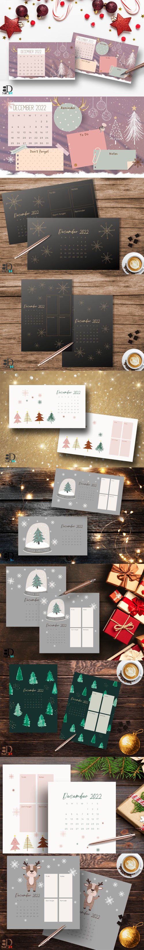 December 2022 Calendars & Planner Pages Templates