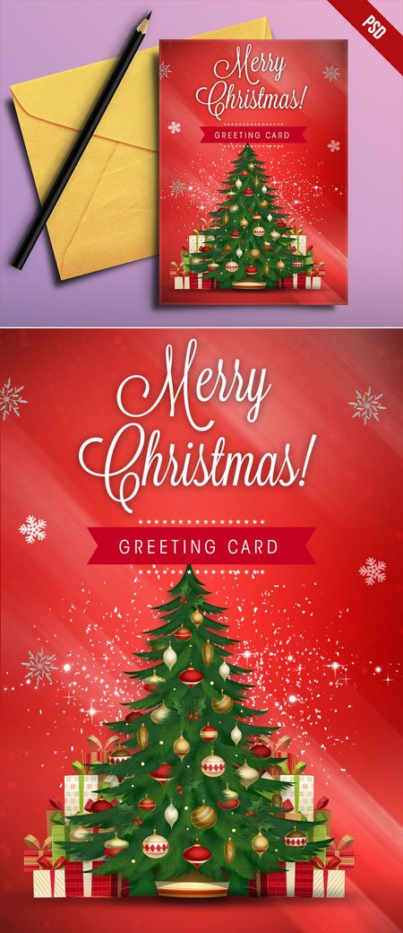 Christmas Greeting Card PSD Template