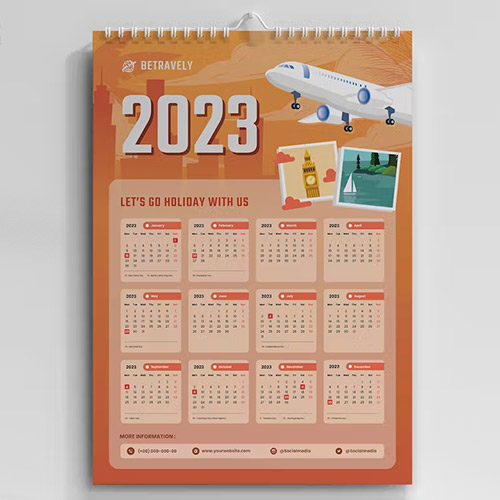 Travel Wall Calendar 2023 PSD