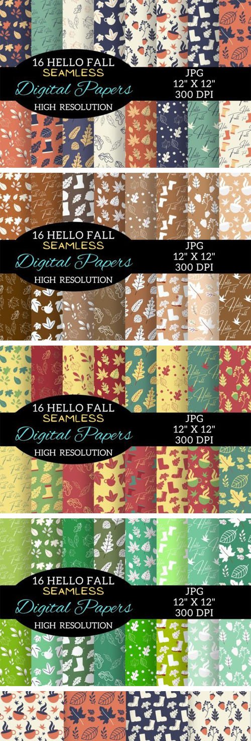 Hello Fall - 64 Seamles Patterns Collection