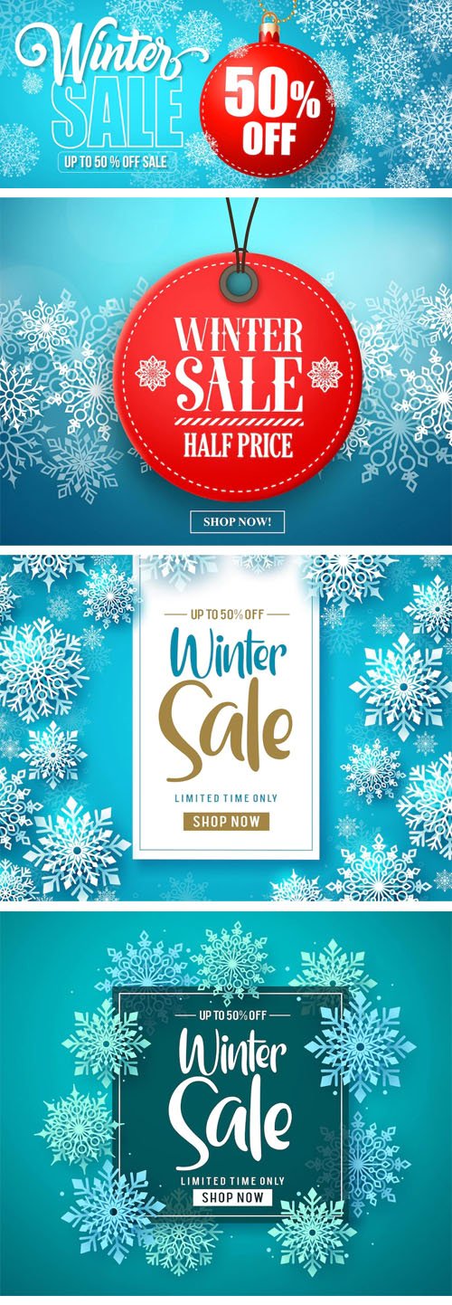 Winter Sales Banners & Backgrounds Vector Templates Collection