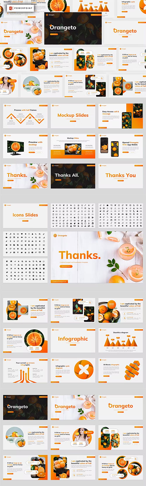 Orangeto - Fresh Fruit Powerpoint, Keynote and Google Slides Template