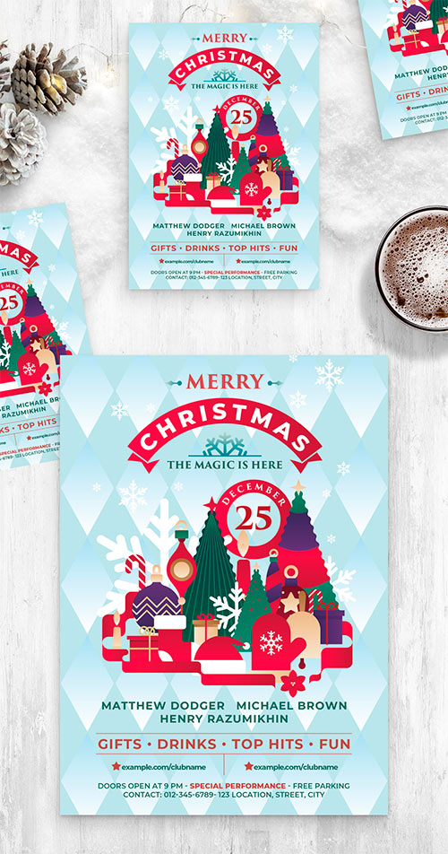Christmas Flyer Poster with Geometric Illustrations 532852021