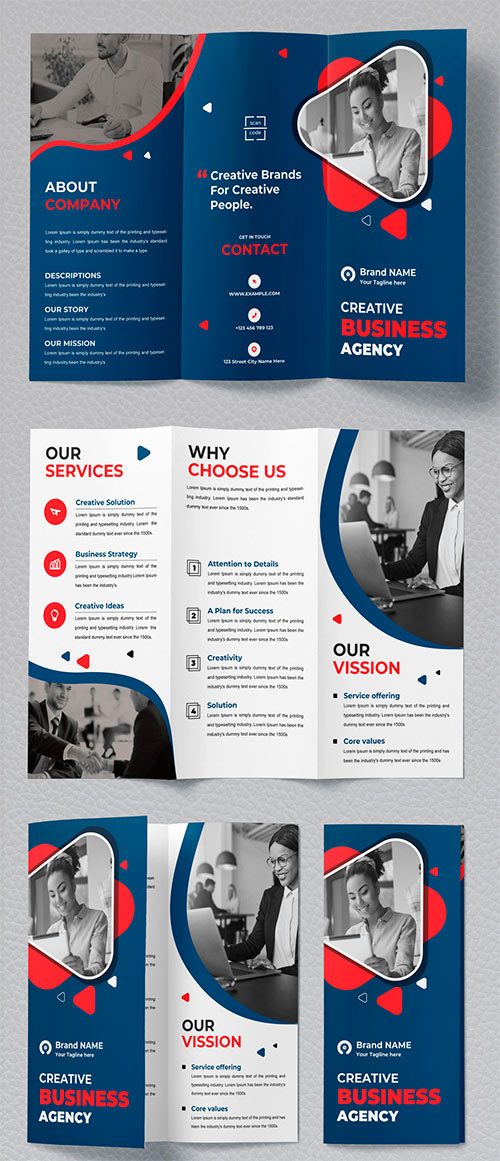 Blue and Red Tri-Fold Brochure Layout 506723345