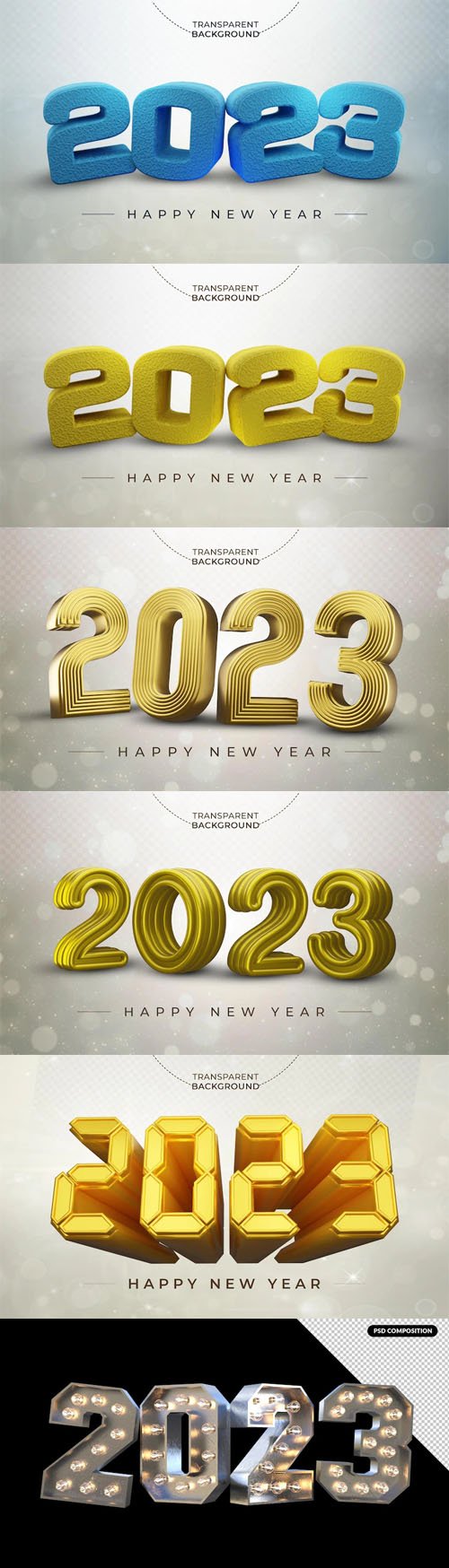 2023 Happy New Year - 3D Rendering PSD Templates