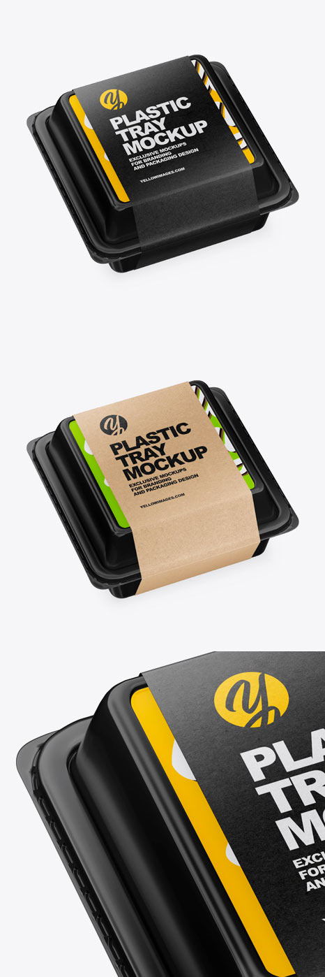 Plastic Tray with Paper Label Mockup 43030