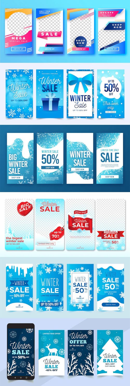 40+ Winter Sales Instagram Stories Vector Design Templates