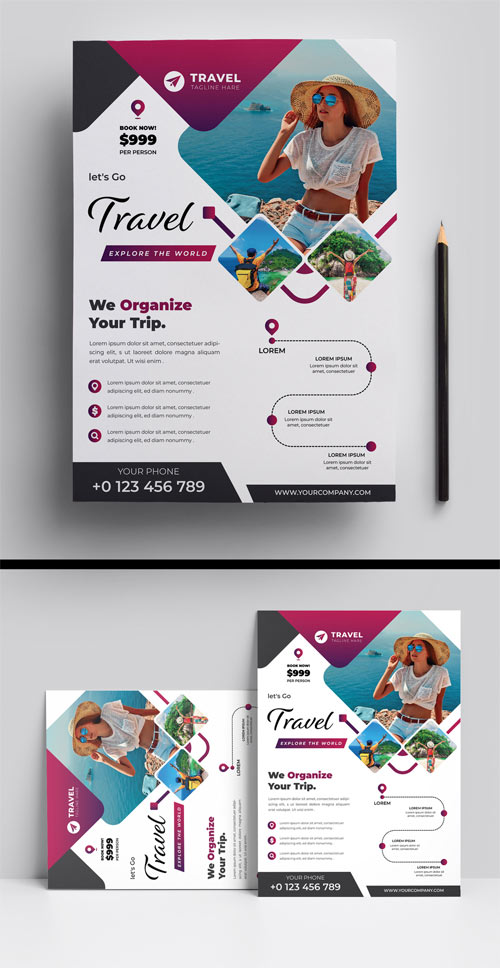 Corporate Flyer Layout with Graphic Elements 524132779