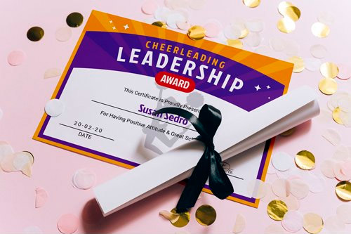 Cheerleading Leadership Award Certificate PSD Mockup Template