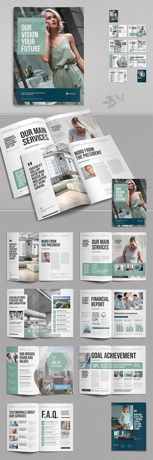 Modern Business Brochure with Pale Mint Elements 521067355