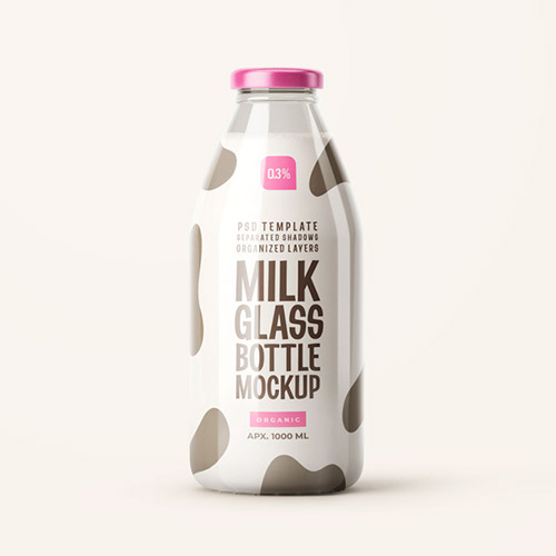 Glossy Milk Bottle Mockup 399350239