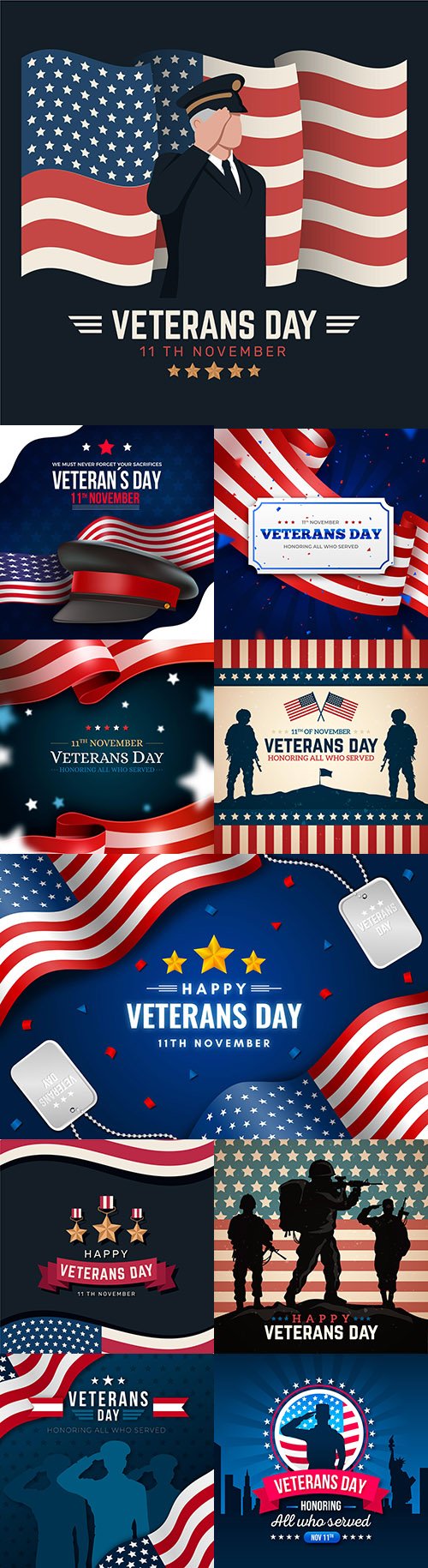 Veterans Day holiday design flat style illustration