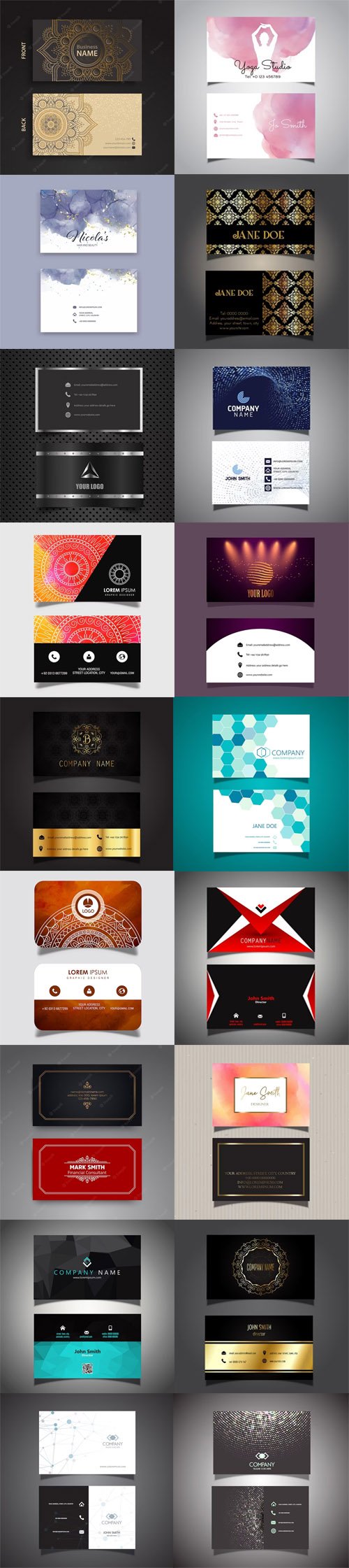 Modern Business Card Collection - 18 Creative Vector Design Templates