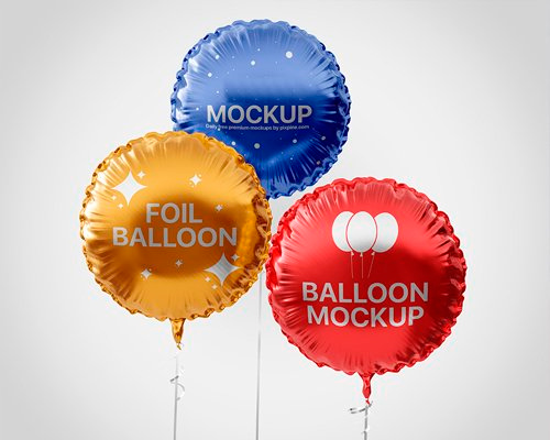 Round Foil Balloons PSD Mockup Template