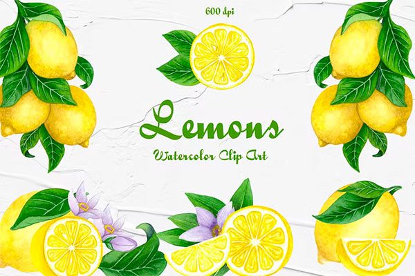Lemon Watercolor Clipart