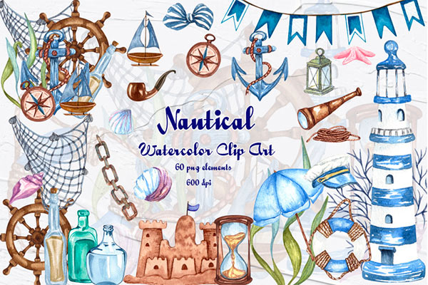 Nautical Watercolor Clipart