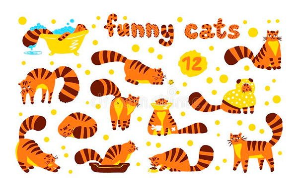 Funny Cats Vector Illustrations