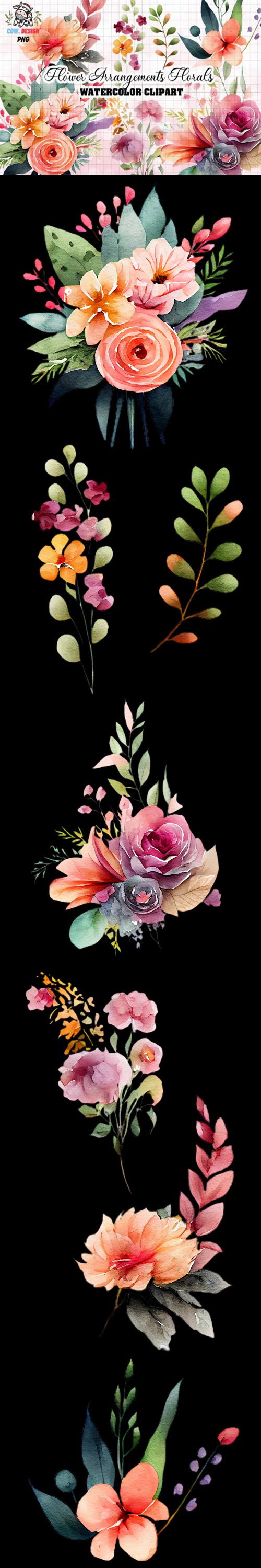 Watercolor Flower Arrangements Clipart
