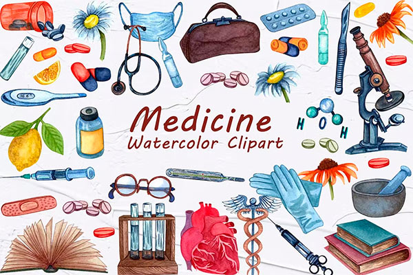 Medicine Watercolor Clipart