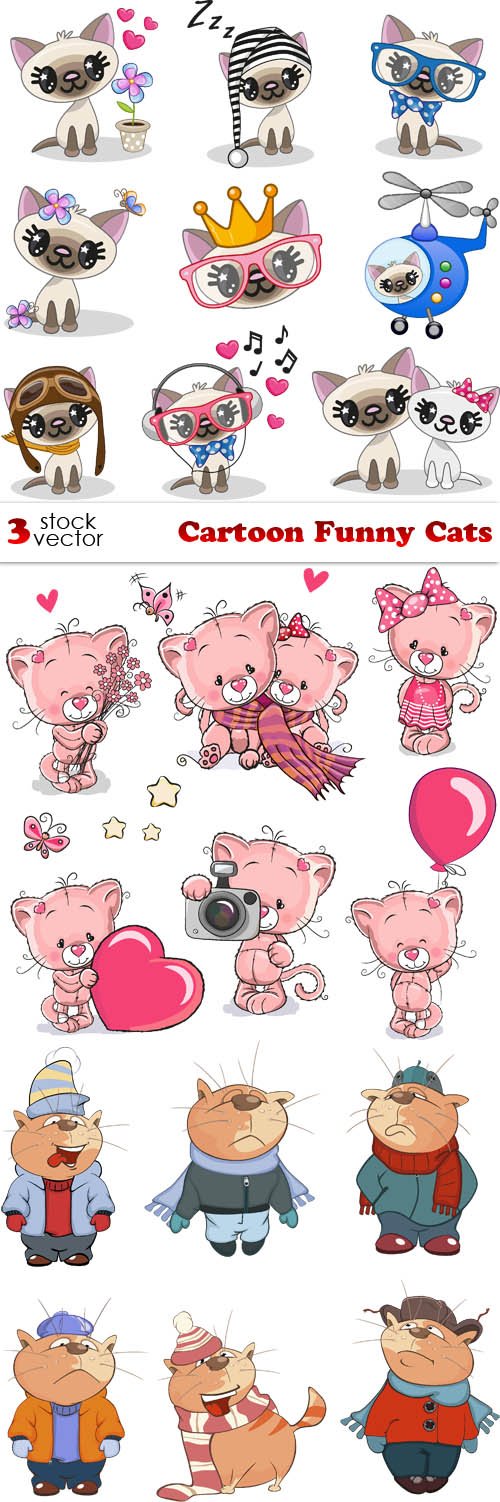 Vectors - Cartoon Funny Cats