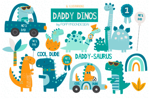 Daddy Dinos Clipart Setbaby Dinosaur