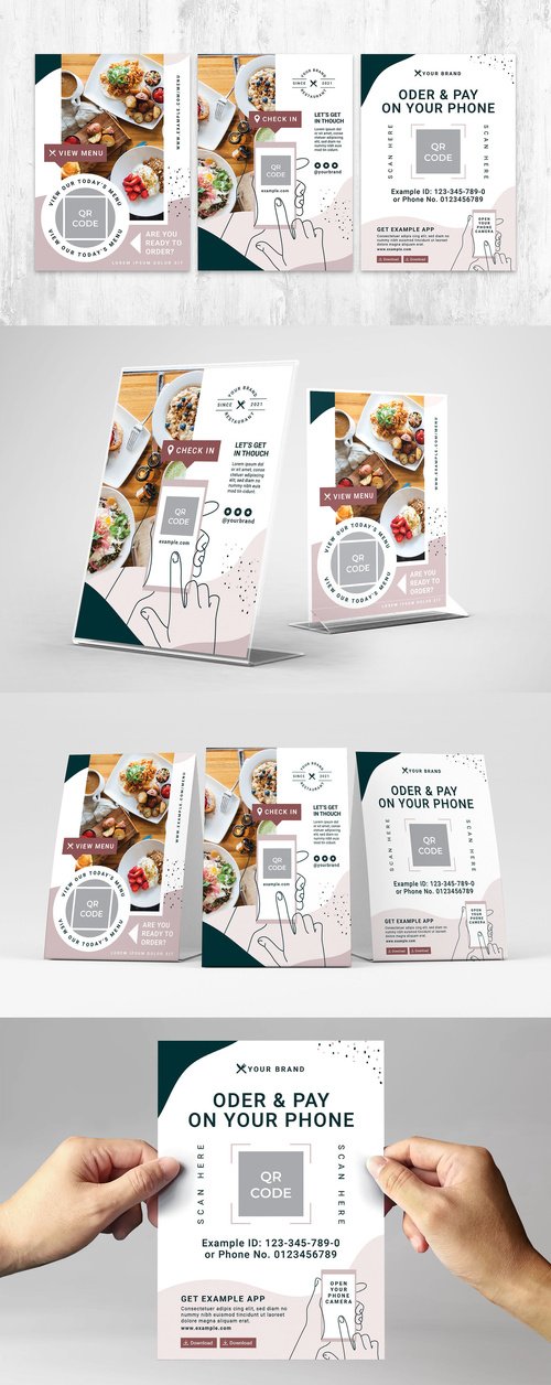 Cafe Restaurant Flyer With QR Code Placeholder 421059445