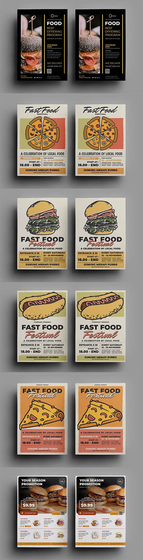 Fast Food Flyer Design Set