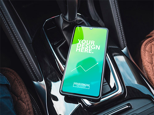 Smartphone Mockup in Modern Car Interior 461341789