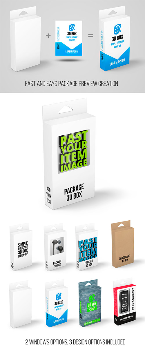3D Package Preview Mockup of Box with Hang Slot 373961416