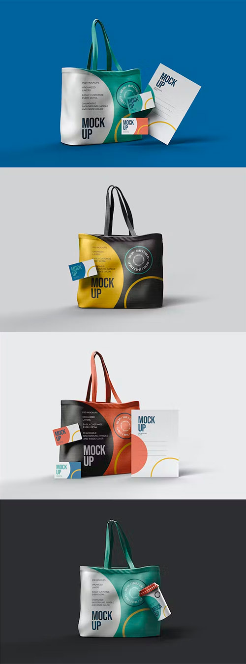 Tote Bag, business cards and Letterhead Mockup Y2VXN3D