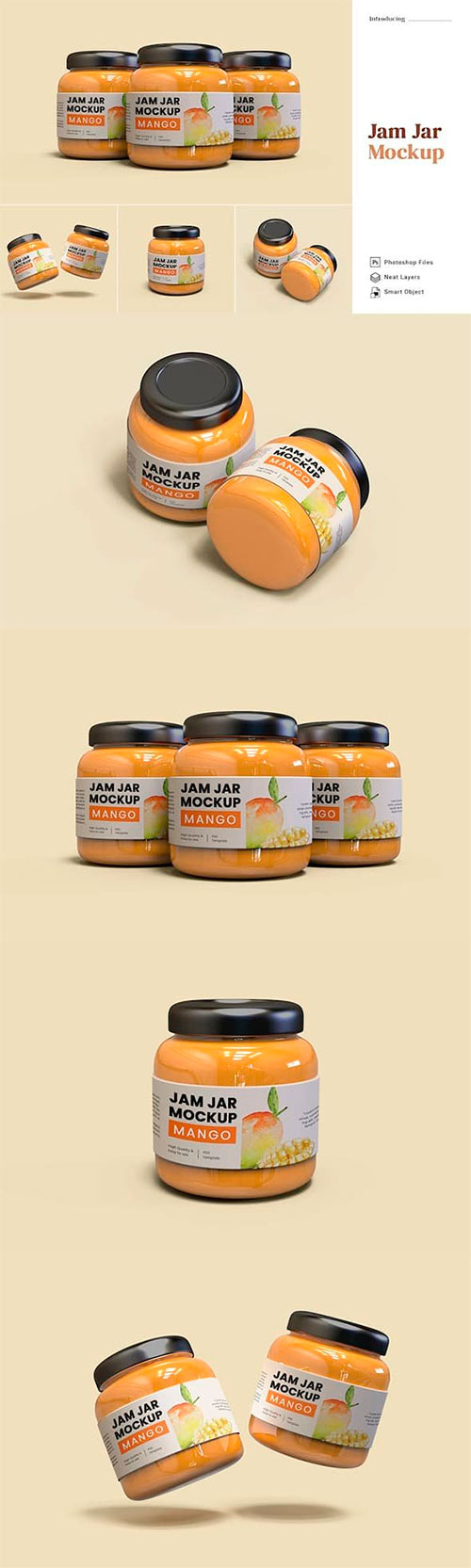 Jam Jar Mockup With 4 Views W53V4JA