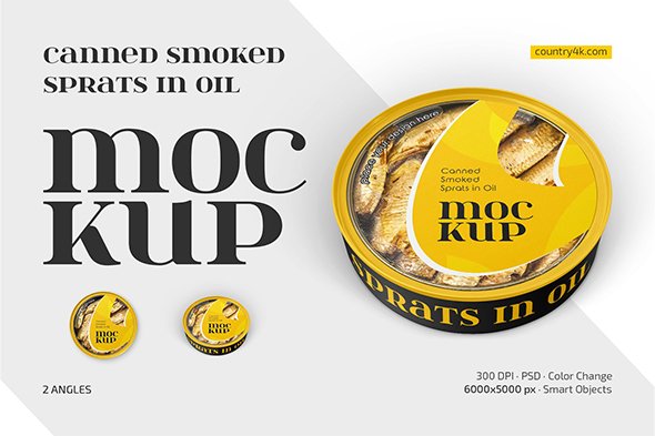 Canned Smoked Sprats in Oil Mockup 13443870