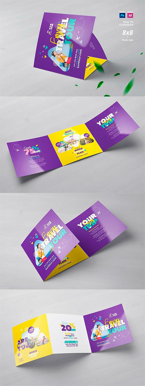 Travel Agency Square Trifold Brochure DFXU8Y3