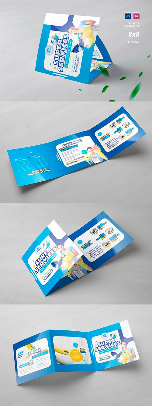 Cleaning Services Square Trifold Brochure GJFPFJF