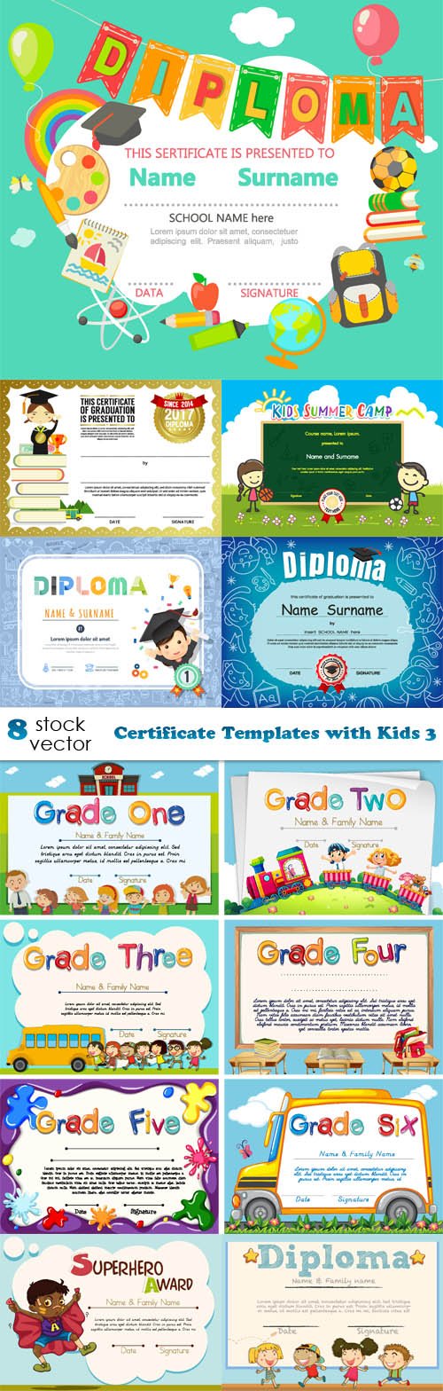 Vectors - Certificate Templates with Kids 3