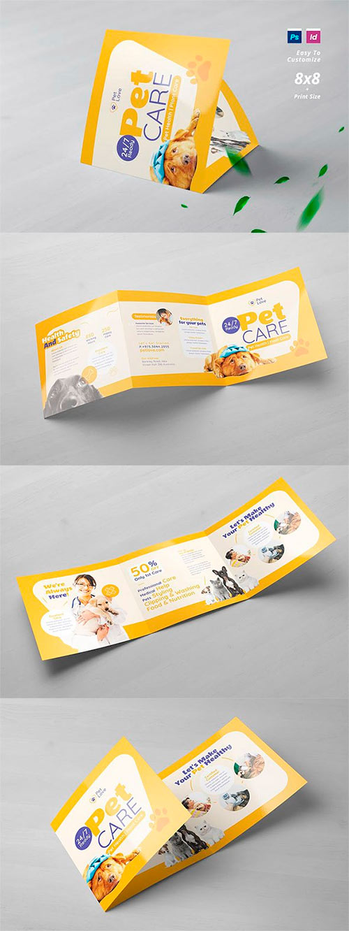 Pet Care Services Square Trifold Brochure U457SRF