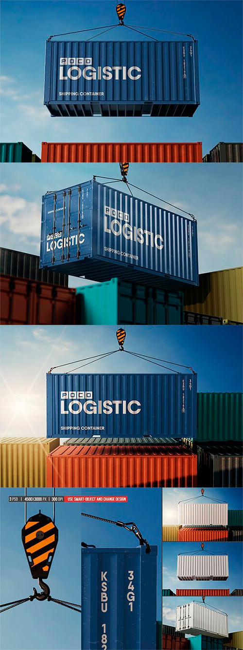 Shipping Container Hanging on Hook Mockup HQQQ9P4