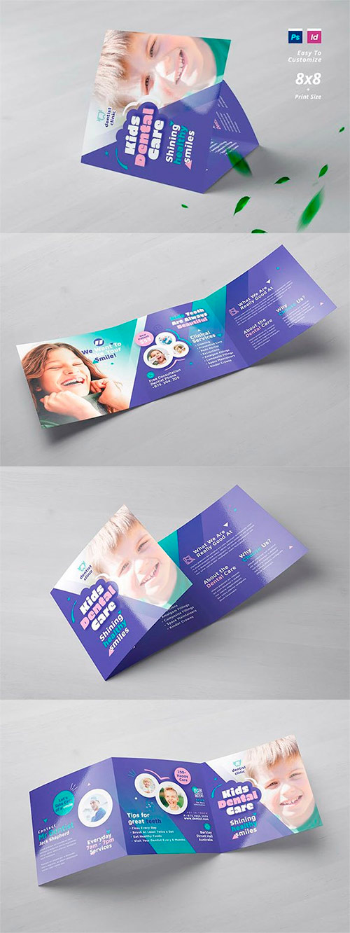 Kids Dental Square Trifold Brochure SM7HZYS