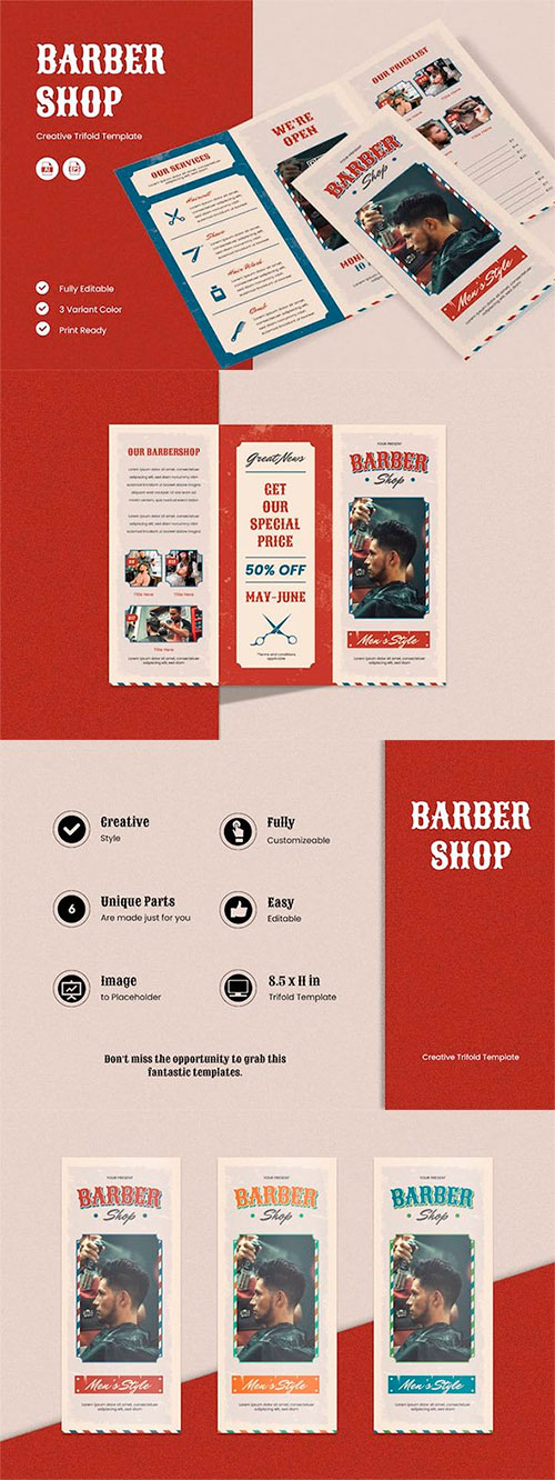 Barbershop Brochure Template NJBD26H