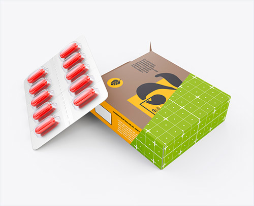 Paper Box with Pills Mockup 544725611