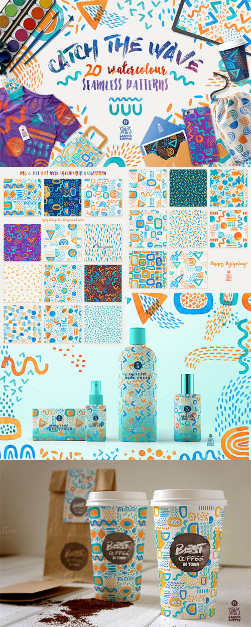 Catch the Wave, Seamless Patterns 681153