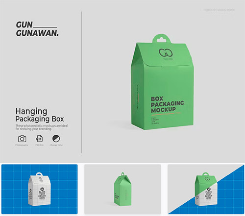 Hanging Packaging Box Mockup