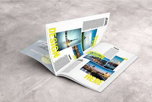 Open Magazine on Concrete Surface Mockup 232341500