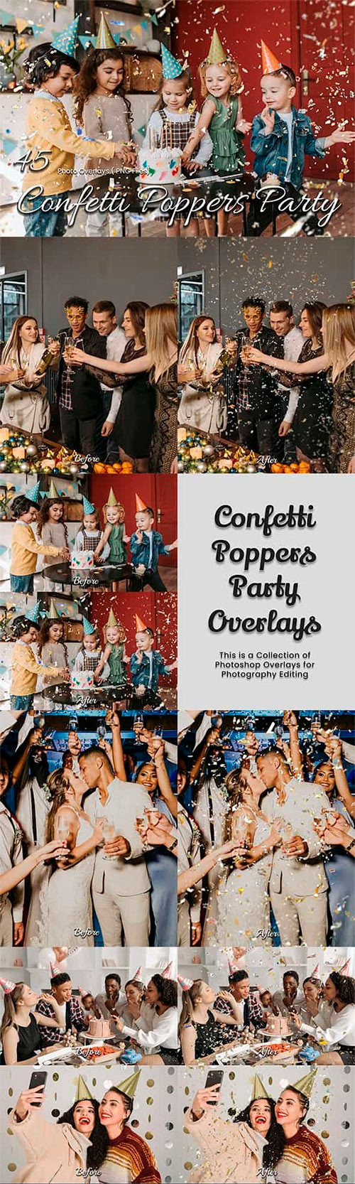 45 Confetti Popper Party Overlays 16076973