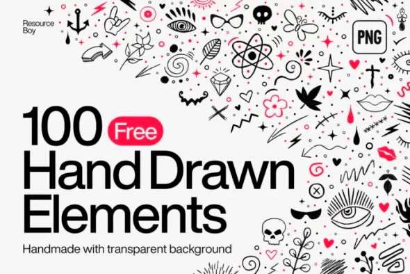 100 Hand Drawn Elements