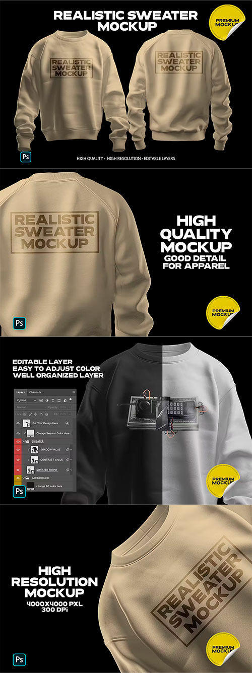 Realistic Sweater Mockup SF2BPVJ