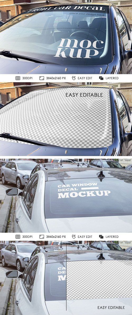 Car Window Stickers PSD Mockups Templates