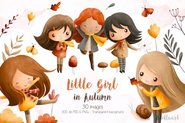 Little Girls in Autumn Season KH5CBML