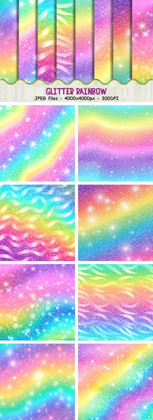 Glitter Rainbow Backgrounds Collection